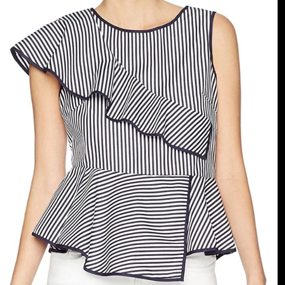 Parker striped ruffle XS top